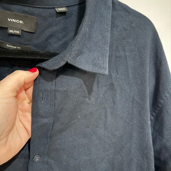 Vince mens navy soft cotton/flannel relaxed fit button down - Picture 5 of 6